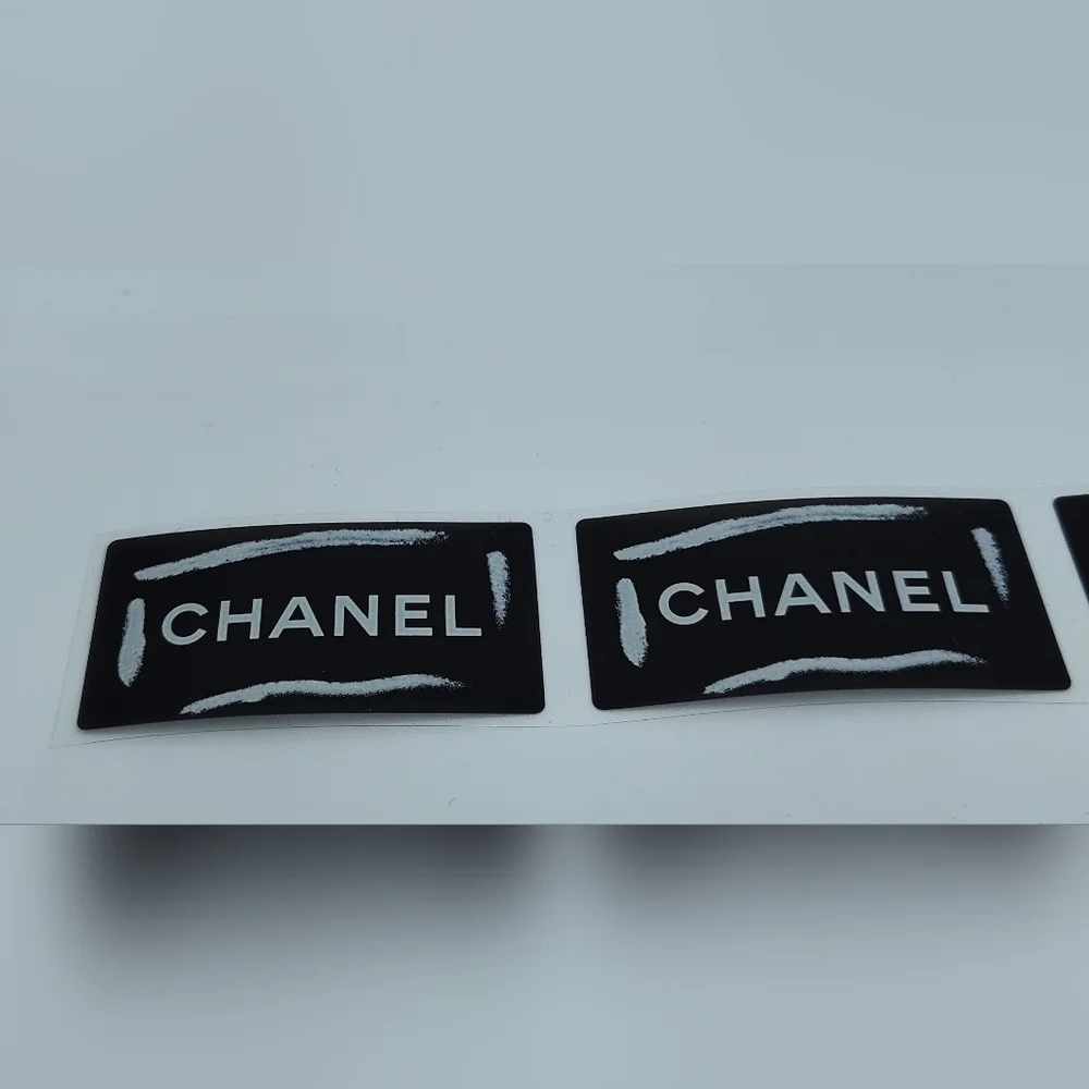 CHANEL Logo Stickers Sheet of 4 | Black & White Luxury Packaging Decals